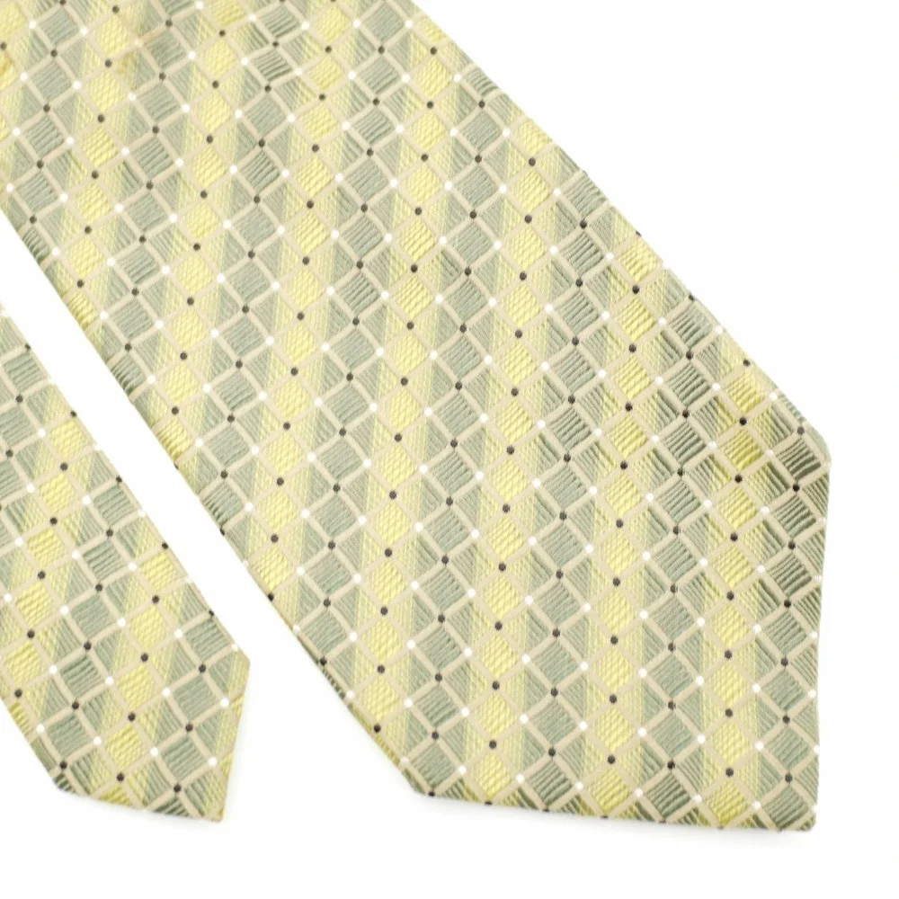 Alfani Green‎ Beige Geometric Striped Woven Silk Tie